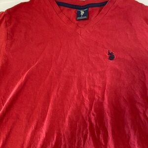 Red polo s mens v neck